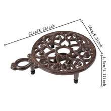 1pc Vintage Cast Iron Teapot Warmer, Hollow Scroll Pattern, Portable Metal Stove Rack, Suitable For Coffee Pots And Small Kitchen Utensils, Desktop Candle Heating Stand, Heat-Resistant Hot Plate Rack, Home Kitchen Decor, Suitable For Dining Table Countertop - View 14