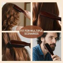1/2pcs Boar Bristle Hair Brush, Moderate Softness, Smooths Frizz, Creates Silky Hair, Easy To Style, Unisex Wooden Handle Hair Comb, Essential For Back To School And Travel, Perfect Gift For Birthday And Graduation - Multicolor - View 7