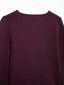 YROOE Women's Medium Magenta V-Neck Asymmetric Placket Diagonal Button Long Sleeve Cropped Knit Cardigan Autumn/Winter - Red Violet - View 8