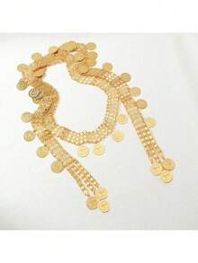 1件復古奢華女款身體鏈 多層肩鏈 新款腰鏈 金色重金屬婚禮飾品項鍊 - 金色 - 查看 4