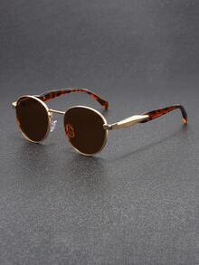 1 Pair Men's Fashion Vintage Style Oval Frame Glasses, Perfect Blend Of Modern And Retro, Suitable For Vacation, Party, Daily Life, Commute, Fits All Face Shapes - Multicolor - View 10