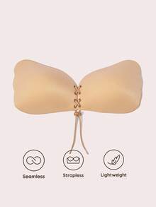 Lignisse Lace Up Sticky Bra With Storage Board Push Up Strapless Backless Self-Adhesive Seamless Gathering Lift Bra A-F Cup Women Intimates Accessories - Multicolor - View 11