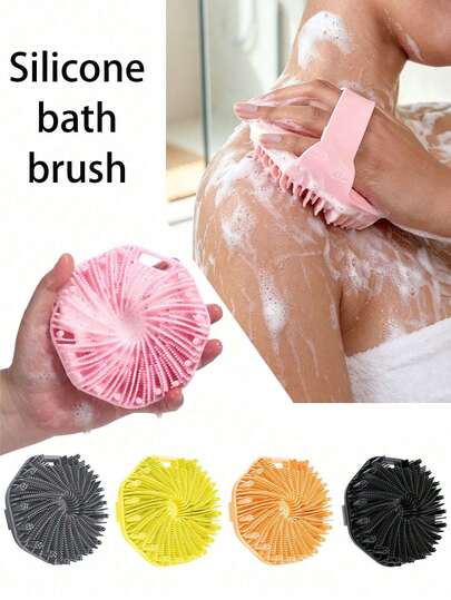 1pc Polygon Silicone Whirl Bath Brush, Portable Massage Brush, Bath Brush, Hair Wash Brush, Exfoliating Bath Brush, Body Bath Brush, Effectively Cleanses And Exfoliates With Gentle Massage