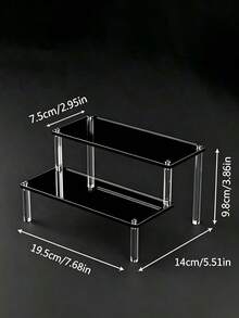 Black Glossy Mirror Acrylic Tiered Display Stand, Transparent Cylindrical Support Desktop Storage Rack, Suitable For Figurines, Cosmetics, Jewelry, Perfume Storage, Bedroom Room Decor, Halloween Display Stand, Practical Storage Supplies - Multicolor - View 6