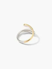 Vandermere 1pc 18K Gold Plated Stainless Steel Adjustable Open Ring, Teardrop Colorblock Design, Elegant Jewelry Gift, Bohemian Style - Water Drop - View 7