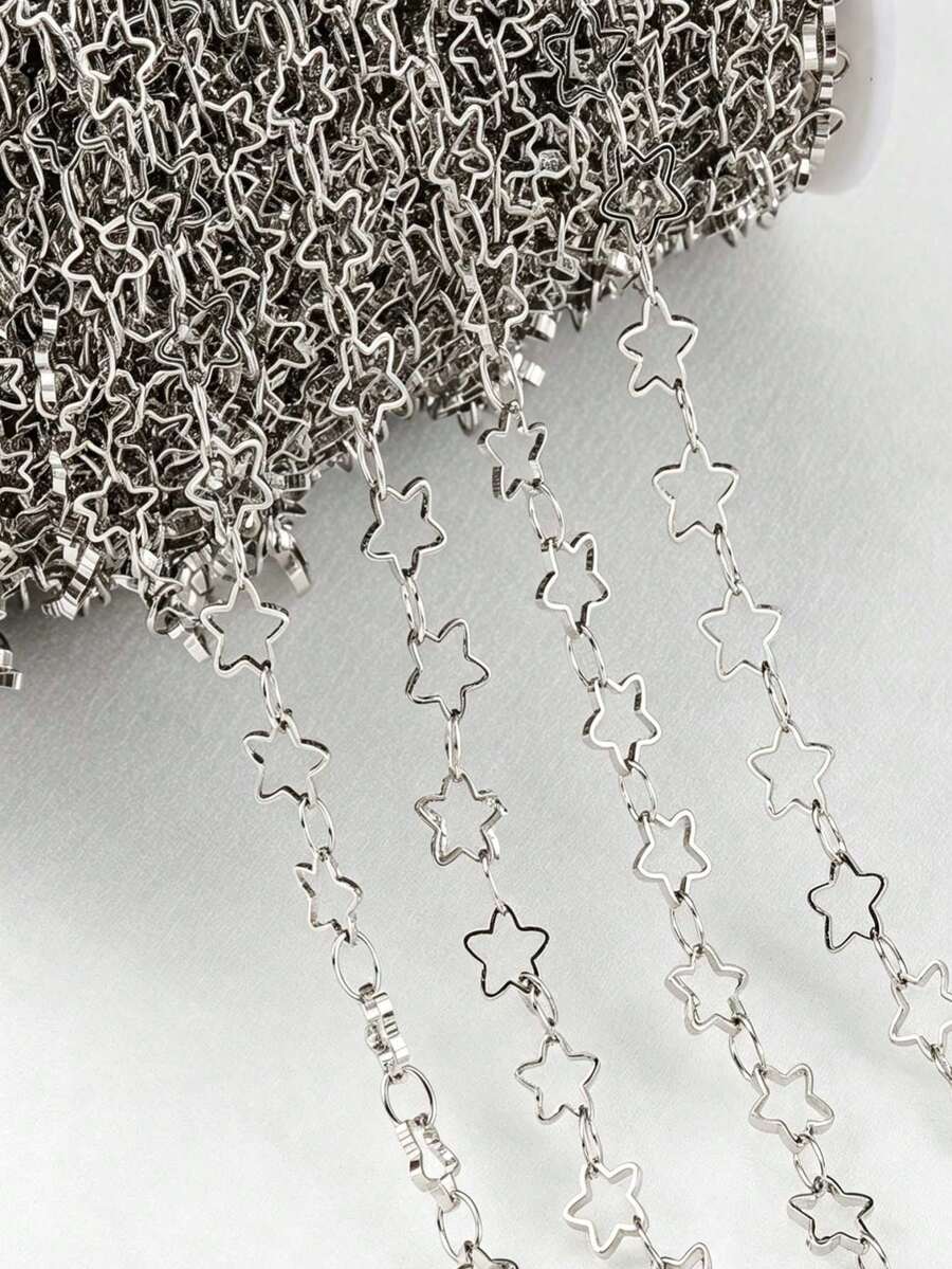 DIY珠寶配件 鐵合金保色 1米長菱形鏈條 幾何菱形手工鏈條 適用於製作手鍊/項鍊/腳鍊/身體鏈/褲鏈/髮帶 流蘇髮飾及其他DIY配件材料 - 五角星鏈條星星 - 查看 1