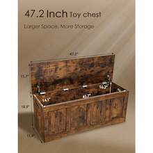 Storage Chest, Wooden Toy Box, 47.2" L - Rustic Brown - View 3
