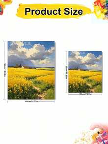 1pc Oil Painting By Numbers Kit, Rapeseed Flower Field DIY Art & Craft, Home Wall Decor, Canvas Oil Painting Decoration, Holiday Gift Includes Paintbrushes And Paints. - Sets - View 8
