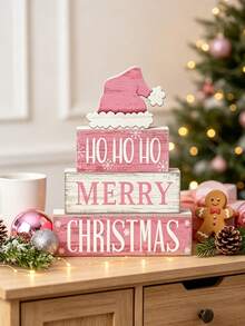 4pcs Christmas Desktop Pink Decor Set, Christmas Multi-Layer Tray, Classic Style, Suitable For Home Dining Table, Scene Arrangement, Holiday Decoration, Room Decor, Home Decor, Theme Party Decor, Christmas Home Decor - Multicolor - View 3