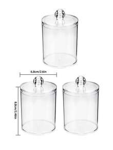 1/2/3/4-Piece Plastic Cotton Swab Storage Jar Set (With Tray) – Bathroom Countertop Organizer Set; Suitable For Round Cotton Pads, Cotton Balls, And Floss Picks; Apothecary-Style Design With Lids - Multicolor - View 15