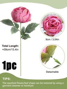 10/20件人造牡丹花附花芯，秋季居家裝飾用人造花，適用浴室、房間裝飾、婚禮、節日派對，送給女友和好友的理想禮物 - 玫紅色 - 查看 9