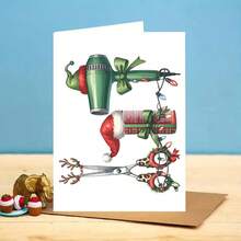 1PC-Unique Hairstylist Christmas Greeting Card With Envelope, Suitable For New Year And Special Occasions, Multi-Occasion Greeting Card, Christmas Thank You Card For Hairstylist - A - View 3