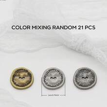 10/15/18/20/21/24入 11/15/18/20mm 復古不對稱圓形金屬兩孔鈕扣，適用於襯衫、西裝、針織開襟衫的不對稱縫製鈕扣 - 彩色 - 查看 27