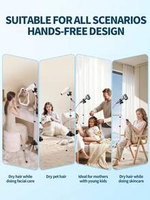 Adjustable 29-59 Inch Hair Dryer Holder Stand With Tripod Base And Universal Clip, 360 Degree Rotating Mount, Perfect For Bathroom Vanity Makeup Room Salon Studio, Lightweight Portable Stands For All Hair Dryer Types And Sizes, Professional Grade Display Holder - Black - View 7