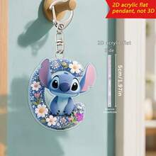 Disney Stitch Letter Embroidered Keychain, 26 'A-Z' Floral Cartoon Patterns, Acrylic Pendant With Chain, Suitable For Bags, Keys And Car Keys, Travel Accessory Gift, Cute Floral Keychain Design, Smooth Surface, Keychain, Decorative Keychain, Cartoon Keychain, Christmas Gift, Fan Gift, 2D Flat Gift, Holiday Gift, Home Decor - Multicolor - View 10