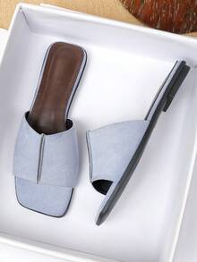 Sandal Datar Wanita Musim Semi Musim Panas Baru Serbaguna Sol Lembut Sandal Pantai Modis Sandal Romawi - Biru - View 5