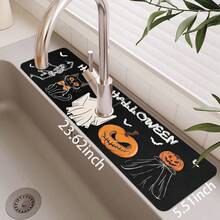 1pc Halloween Faucet Cover, Create Festive Atmosphere, Bathroom Faucet Splash Guard, Waterproof Non-Slip Faucet Mat, Kitchen Countertop Accessory, Kitchen Dining Table Accessory, Sink, Moisture-Proof Absorbent Mat, Absorbent Drainage Mat, Ghost Pumpkin Pattern, Multi-Functional Absorbent Non-Slip Mat - Multicolor - View 11