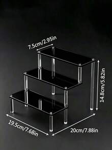 Black Glossy Mirror Acrylic Tiered Display Stand, Transparent Cylindrical Support Desktop Storage Rack, Suitable For Figurines, Cosmetics, Jewelry, Perfume Storage, Bedroom Room Decor, Halloween Display Stand, Practical Storage Supplies - Multicolor - View 7