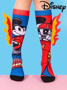 1 Pair Disney Kids Mid-Calf Socks 3D Cute Racing Mickey Mouse Socks, Fun Christmas Gift For Autumn/Winter - Multicolor - View 1