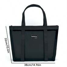 HUAJIE 1pc Large Capacity Transparent Mesh Tote Bag, Portable A4 Document & Stationery Storage Handbag, Breathable Multi-Pocket Organizer Bag, Suitable For School, Office, Art Supplies - Single Piece - View 12