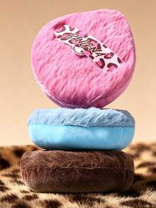 1pc Round Powder Puff, Leopard Print Ribbon Detail, Fluffy Flocked Fiber, Large Thick Soft Touch, Low Powder Absorption, Blush Setting Makeup Powder Puff, Portable Daily Beauty And Travel Essential - Multicolor - View 8