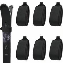 2/4pcs Adjustable Ski Binding Straps, Portable Ski Straps With Protective Pads, Ski Binding Tape For Snowboards And Ski Poles, Winter Sports Accessories, Black - Multicolor - View 1