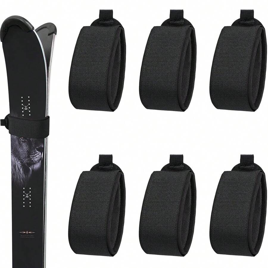 2/4pcs Adjustable Ski Binding Straps, Portable Ski Straps With Protective Pads, Ski Binding Tape For Snowboards And Ski Poles, Winter Sports Accessories, Black - Multicolor - View 1