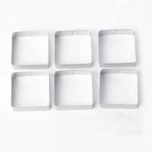 6/12pcs Square & Rectangular Stainless Steel Perforated Tart Rings, Long Rectangular Tart Molds, Breathable Multi-Hole Tart Rings For Homemade Fruit Tart, Cheese Pie, Cake Molds, Home Baking DIY Dessert Tools, Pastry Shaping Tart Ring Set, Professional Dessert Making Tools - View 12