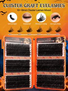 648/684/720pcs Natural False Eyelashes, Made Of Faux Mink Fur Material, With Lightweight, Soft And Comfortable Eyelash Clusters. Equipped With Eyelash Tools, It Can Create A Natural And Beautiful Effect. Suitable For Halloween And Christmas. - Multicolor - View 6