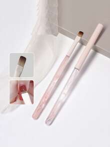 1pc Pink Mist Nail Art Brush With Cap, Large Square Flat Daisy Brush, Versatile Sweeping Brush, Triangle Brush, Nail Art Tool - Multicolor - View 7