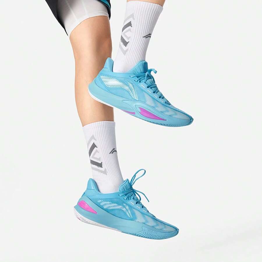 Li-Ning SHINING 3 V2 Men's Basketball Shoes, Dual BOOM Cushioning, TUFF RB Durable Outsole, Lightweight Low-Top Athletic Shoes ABAW007 - Bright Water Blue - View 1