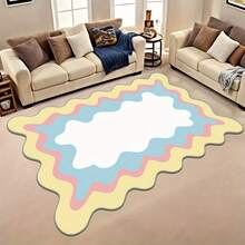 Luxury Faux Cashmere Asymmetrical Cute Rug, Durable Home Decor Carpet, Kitchen Rug - Baby Pink - View 13