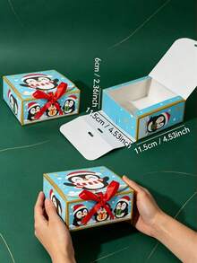 5 Buah/Kotak Kado Natal Penguin Lucu 4,53"*4,53"*2,36" Kotak Kado Kertas Lipat untuk Pesta Natal, Permen, Kue, dan Kemasan Suvenir Liburan - View 4