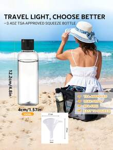 7pcs/4pcs 3.4oz Travel Size Toiletries Dispenser Bottles, Leak-Proof Refillable Travel Containers, Clear Plastic Shampoo Bottles, Suitable For Lotion And Conditioner - View 2