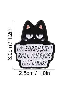 1pc Black Cat Enamel Brooch With Humorous Slogan, Cartoon Kitten Metal Pin, Suitable For Backpack, Jacket, Clothing Decoration - Multicolor - View 12