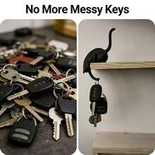 1/2pcs Creative Black Cat Tail Key Hook Holder, Home Decor Ornament - A - View 3