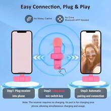 HITOZON Wireless Lavalier Lapel Microphone For Smartphone, Plug‑And‑Play Clip‑On Mic With Noise Reduction, Ideal For Vlogging, Live Streaming, Podcasting, Interviews & Teaching - Rose Red - View 4