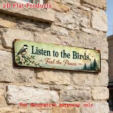 [2D Flat], 1pc 15.75x3.94 Inches - Vintage Sparrow Long Hanging Sign, Forest Pine Tree Distressed Metal Decorative Plate, Farmhouse Garden Porch And Peace Quote Wall Decor (Random Style) - A - View 4