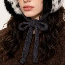 1pc Autumn/Winter Leopard Print Faux Fur Lace-Up Fashionable Ear Warmers, Foldable Portable Storage Ear Muffs, Windproof & Frost-Proof For Outdoor Cycling, Commuting, Retro Style Warm Ear Covers Accessory - Multicolor - View 5