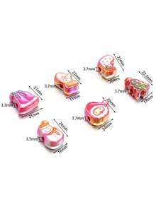 5pcs Acrylic Colorful Oil Drip Christmas Cartoon Bell Snowman Beads DIY Phone Chain Backpack Decoration Accessories Material - Multi-color Plated Christmas Beads - View 3