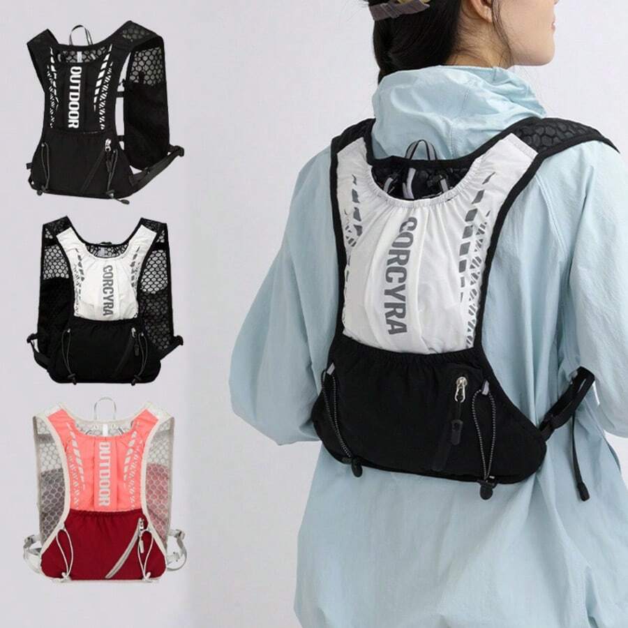 1pc Lightweight Running Hydration Backpack Breathable Mesh Outdoor Sports Vest Pack Water Bag Holder For Hiking Cycling Marathon Climbing