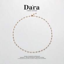 DARA Freshwater Pearl Necklace S925 Silver 3-4mm White Beads Starry Sky Design Luxury Gift For Women - White - View 8