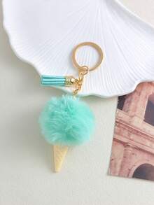 New Ice Cream Decor Bag Charm Women's Autumn/Winter Pom Pom Keychain Pendant Phone Charm Women's Keychain - Multicolor - View 4