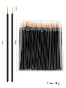 50pcs/Pack Disposable Nail Art Liner Brushes, Multi-Functional Fine Tip Color Filling Brushes, No-Wash Gel Nail Brushes, Disposable Nail Art Tools For Nail Salons, Suitable For Home DIY Nail Design Beginners - Black - View 6