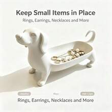 1 khay trang sức tối giản hình chó Dachshund, giá lưu trữ nhẫn và đồng hồ bàn trang điểm, móc treo chìa khóa lối vào, khay sắp xếp điện thoại và kính cận đầu giường, khay đa năng đựng đồ cá nhân, trang trí bàn làm việc, quà tân gia sáng tạo - Nhiều màu - Xem 4