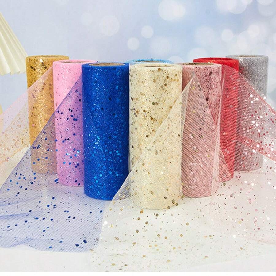 10 Yards Shiny Sequin Tulle Roll - An Ideal Choice For Party Decorations, 6-Inch Wide Sequin Mesh Ribbon, Suitable For DIYcrafts, Ballet Skirt Accessories, Wedding Backdrops, Birthday Parties, Baby Showers, Stage Decorations, Sewing, Etc.