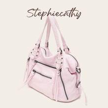 STEPHIECATHY 女款水洗PU仿皮小肩背包 休閒斜挎包 日常通勤上學旅行用 夏季 嬰兒粉 - Sugar Pink - 查看 2
