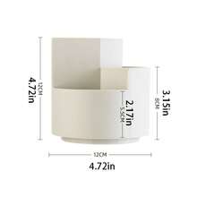 1 pieza Soporte giratorio de 360° para bolígrafos, diseño de 3 compartimentos, soporte giratorio de gran capacidad para bolígrafos, caja de almacenamiento de escritorio, organizador de papelería de escritorio, puede almacenar lápices, brochas de maquillaje, papelería, adecuado para oficina, escuela, suministros de arte - Multicolor - Ver 4
