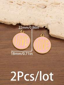 2pcs Stainless Steel LOVE Enamel Pendant 18K Gold Plated Round Charms For DIY Jewelry Making Supplies Accessories - Pendant - View 7