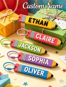 Personalized Name Keychain, Customized Name Tag, Lunch Box Name Tag, Vintage Style Name Tag, Father's Day Gift, Mother's Day Gift, Valentine's Day Gift, Gift For Grandmother, Birthday Gift, Gift For Her/Gift For Him, Gift For Best Friend/Friend/Couple, Back To School Gift - Multicolor - View 1